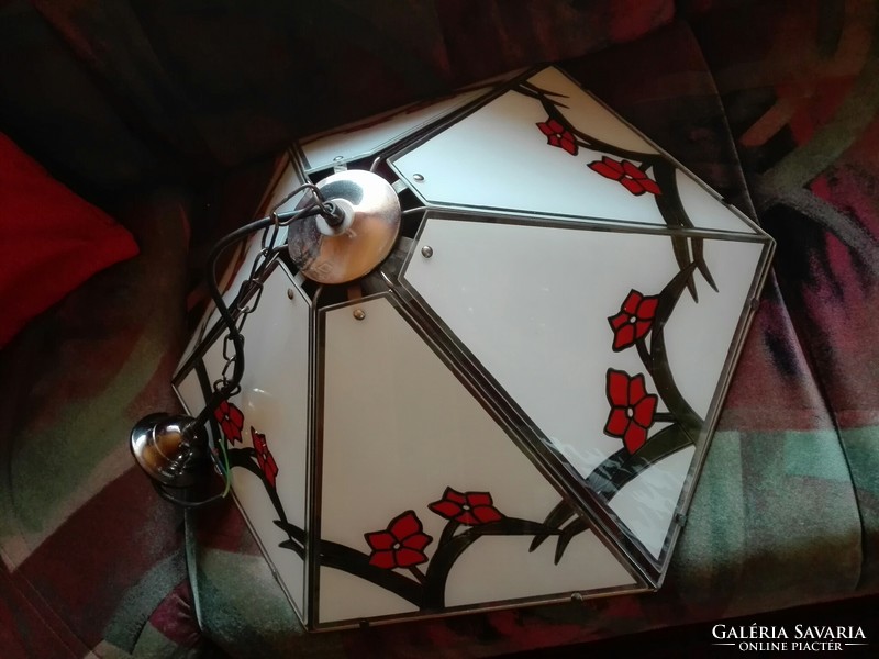 Ceiling glass-metal one. Burner. Lamp 60x40 cm