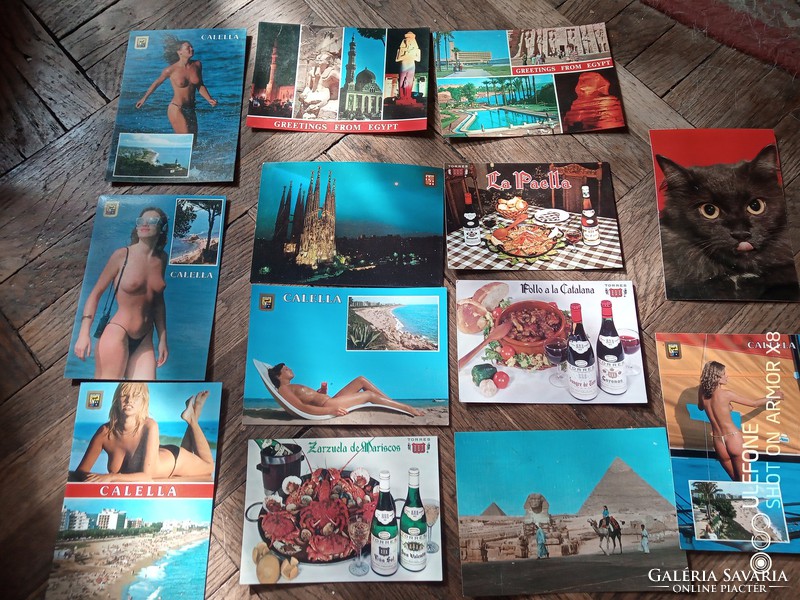 Különleges 13 darabos spanyol és egyiptomi képeslap gyűjtemény az 1980-as évekből