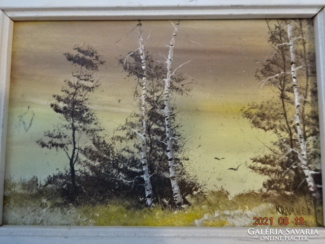 Landscape painting, signed, frame size: 19 x 14.5 cm. He has!