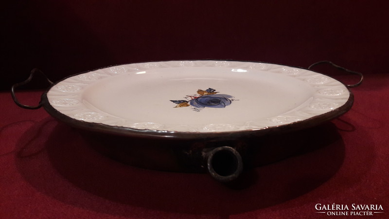 Antique faience inlaid copper kitchen bowl 3.