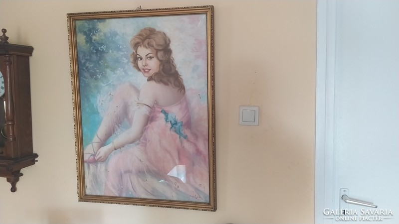 Beautiful ballerina painting with Senyey mark 84x104 cm