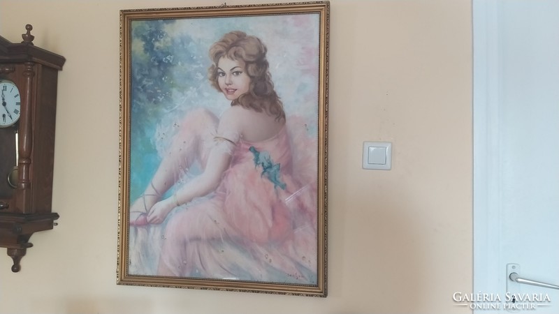 Senyey jelzéssel ellátott szép balerina festmény 84x104 cm