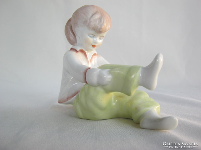Retro ... Aquincum porcelain figurine little girl dressed up