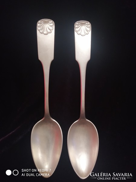 Pair of antique silver 12-lat (750) spoons with shell pattern /1869/