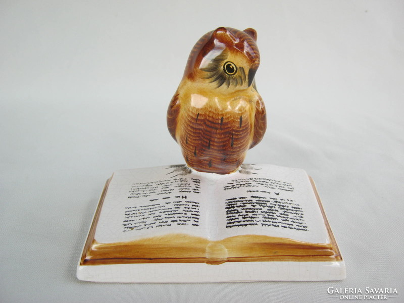 Retro ... Bodrogkeresztúr ceramic figure nipple book wise owl