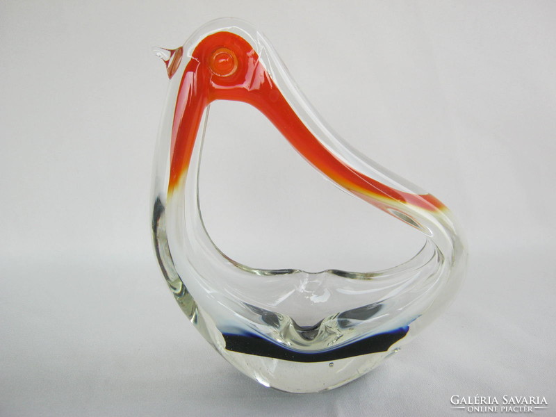 Retro ... Bohemia thick colored glass bird-shaped bowl