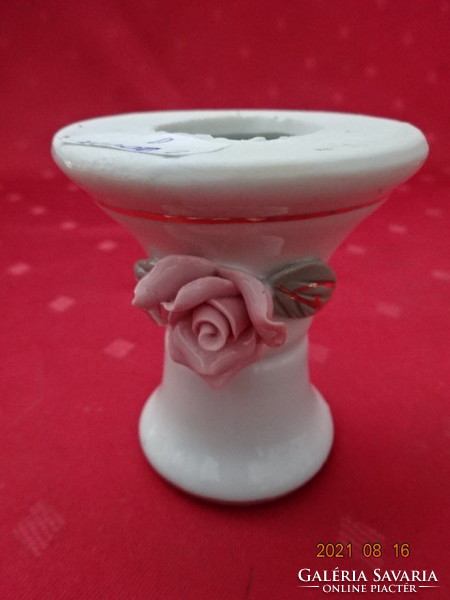 Német porcelán, rózsa mintás gyertyatartó, magassága 7 cm. Vanneki!