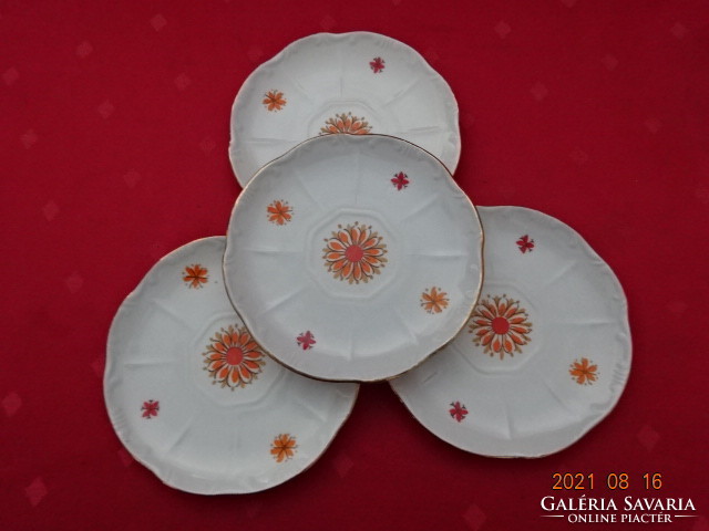 Zsolnay porcelán, antik, pajzspecsétes, sárga virágos kávéscsésze alátét. 4 db együtt eladó Vanneki!