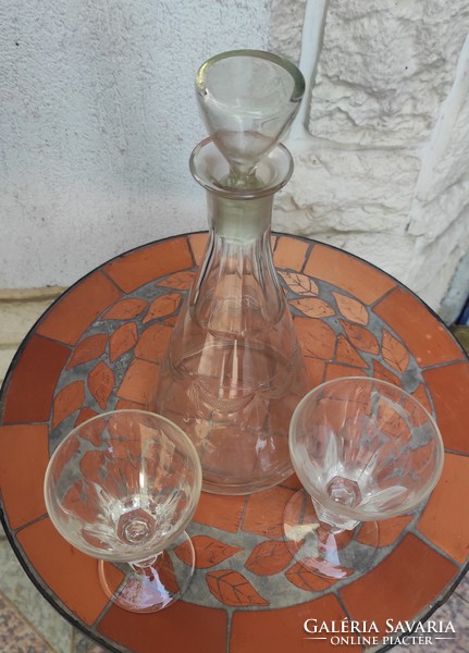 Csiszolt antik palack boros likörös karaffa csiszolt üveg!