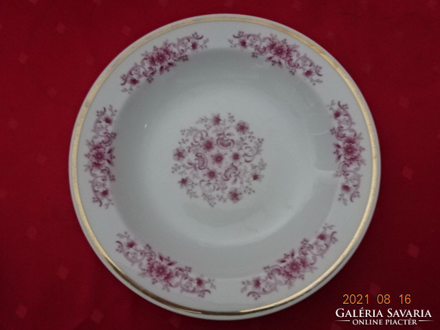 Alföldi porcelán, rózsaszín virágos mélytányér, átmérője 23 cm. Vanneki! Jókai.