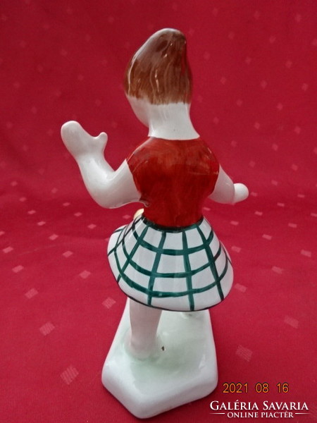 Bodrogkeresztúri porcelán, figurális szobor, kislány kakassal, hossza 17 cm. Vanneki! Jókai.