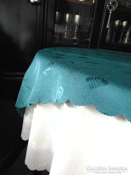 Smaragdzöld selyemdamaszt  asztalterítő 110 x 160 téglalap