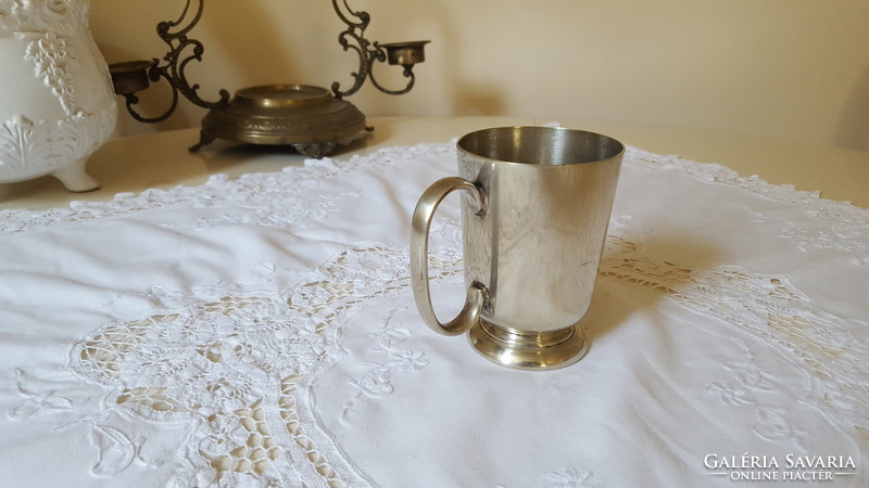 English silver-plated glass, mug
