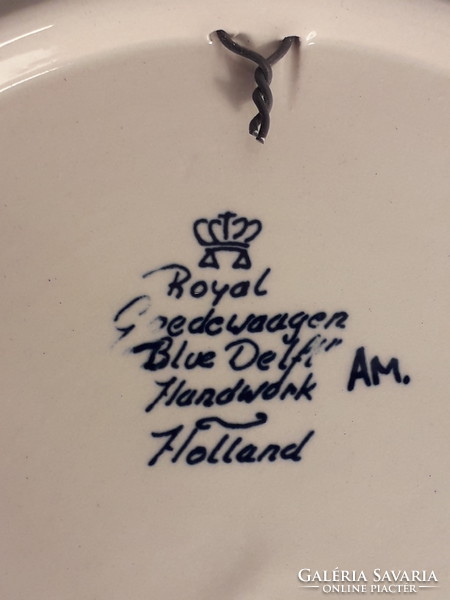 Blue Delft porcelán fali dísz tányér certifikációval dobozában