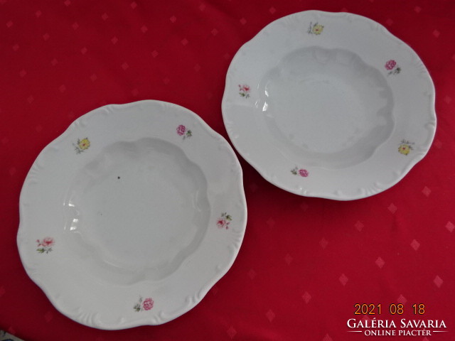 2 db együtt eladó Zsolnay porcelán, antik, pajzspecsétes, virágmintás mélytányér. Vanneki!