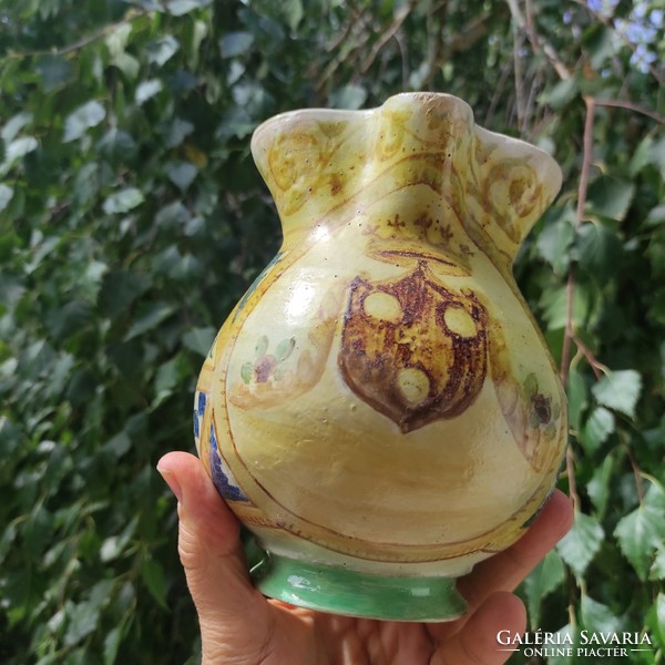 Antique hand painted jar, crown, noble coat of arms! Italy, ceramics, special rarity