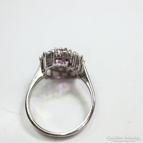 Arany gyűrű 0.70 ct gyémánttal és pink turmalinnal.Igazolással