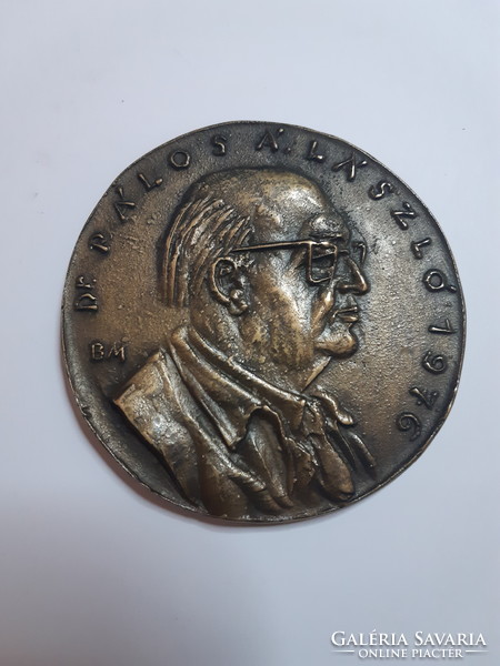 Jelzett Borsos Miklós: Pálos Á. László 1976 bronz emlékplakett 8,5 cm