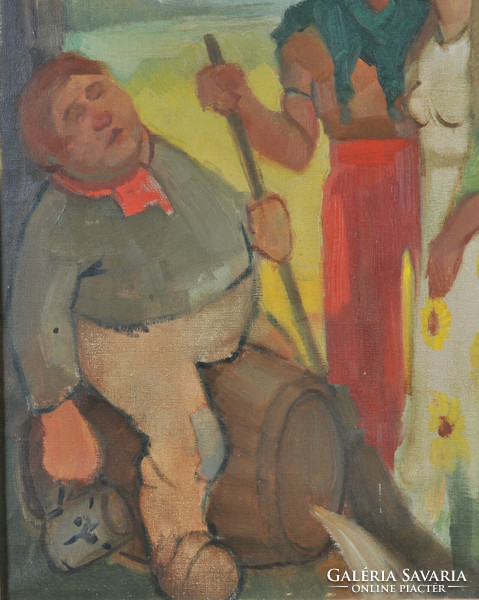 Ludo Laagland (belga, 1923-2006 ), Szerelmespár, alvó férfival