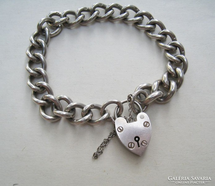 Spectacular extra thick silver bracelet with padlock, male-female, vintage