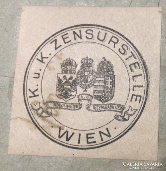 Levélzáró.K.U.k.Zensurstelle Wien.Kisgrafika 1917