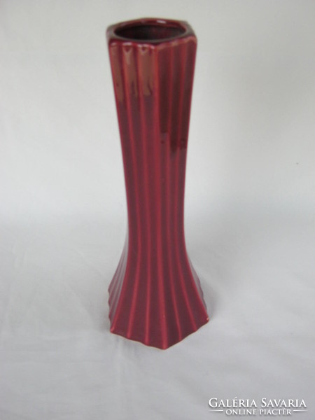 Retro ... zsűrizett iparművészeti bordó kerámia váza