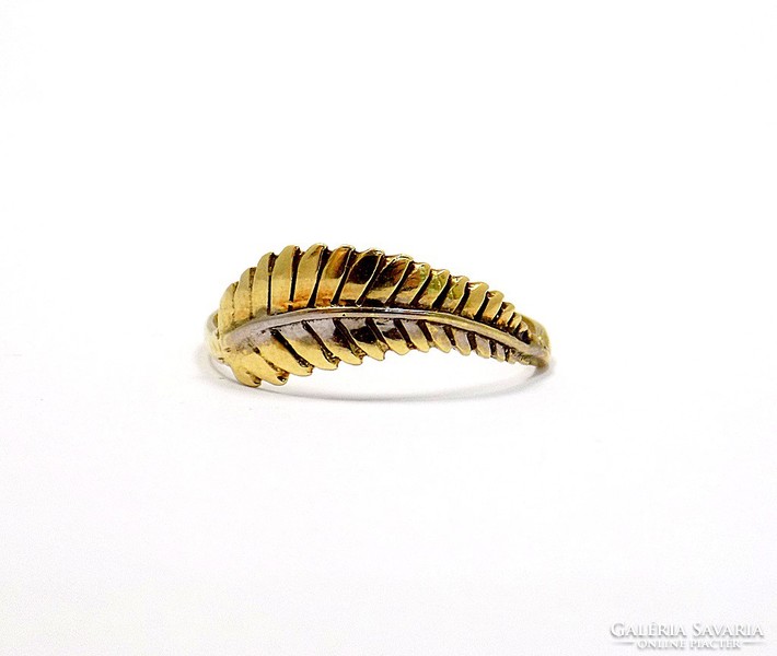 Sárga-fehér arany leveles gyűrű (ZAL-Au91492)