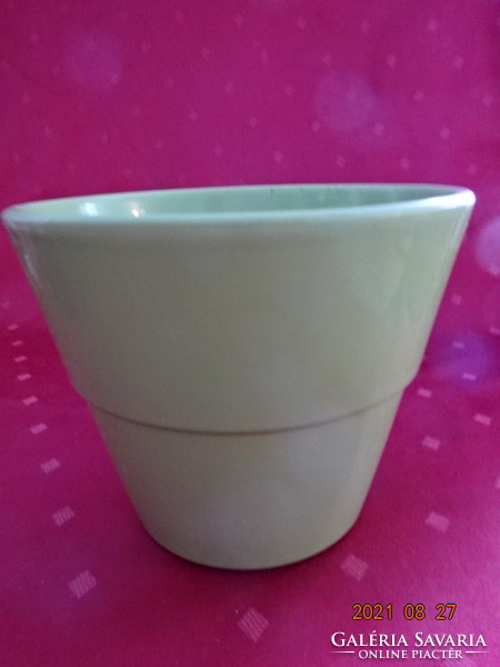 Glazed ceramic pot, grass green color, top diameter 16.5 cm. He has! Jokai.