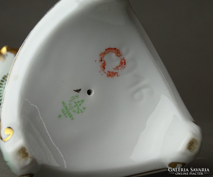 1F653 Aranyozott Hollóházi porcelán gyertyatartó