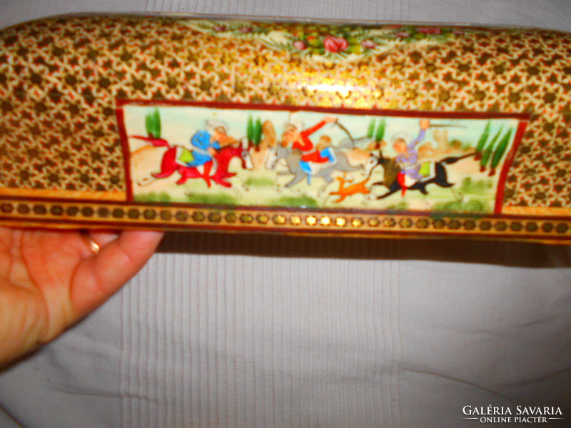 4 db perzsa  miniatúra lappal teljes felületen aprólékos kézi festés díszítésű szalvéta tartó  doboz