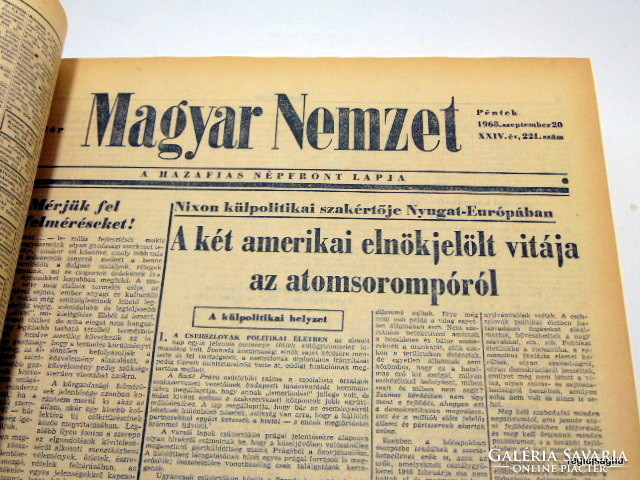 1968 szeptember 20  /  Magyar Nemzet  /  1968-as újság Születésnapra! Ssz.:  19595