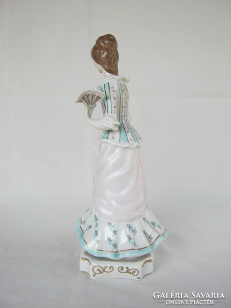 Retro ... Hollóházi porcelán barokk nő legyezővel