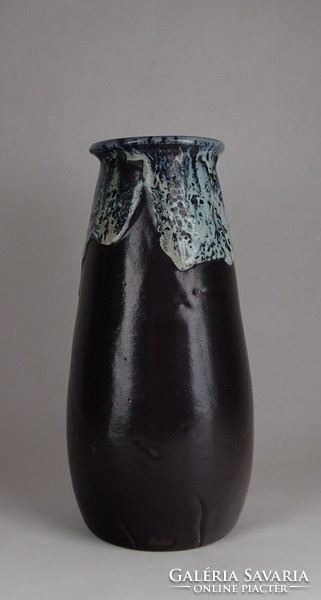 1F749 Iparművészeti csorgatott mázas retro kerámia váza 31 cm