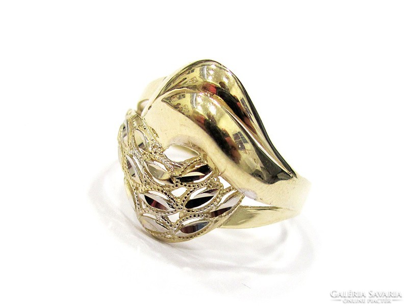 Kétszínű áttört női arany gyűrű (KECS-Au99528)