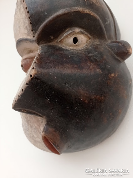 Antik afrikai Pende népcsoport gyógyító beteg maszk Kongó dob 8 4022