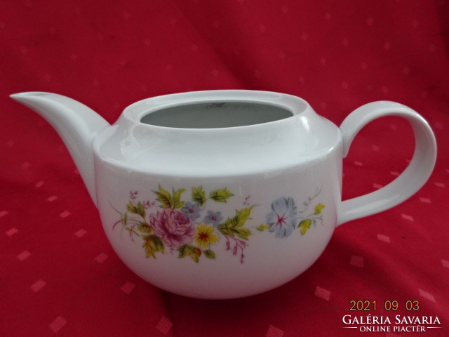 Alföldi porcelán teáskanna, tavaszi virágmintás, átmérője 16 cm. Vanneki!