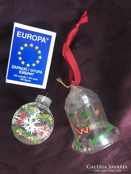 Két antik üveg karácsonyfadísz