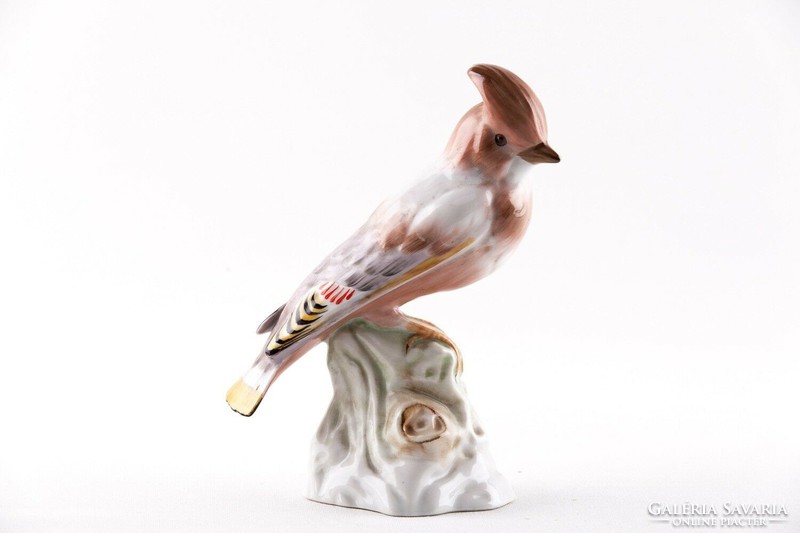 Herend, sitting smoky jay bird 20cm hand painted porcelain figurine, flawless! (P088)