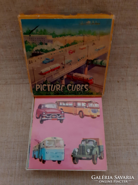 Antique fabulous logic puzzle cube.6-With pictures of old vehicles in beautiful condition
