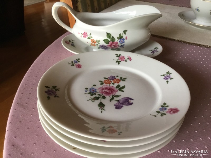 Bavaria zs&co antique porcelain, 4 cake plates and sauce bowl