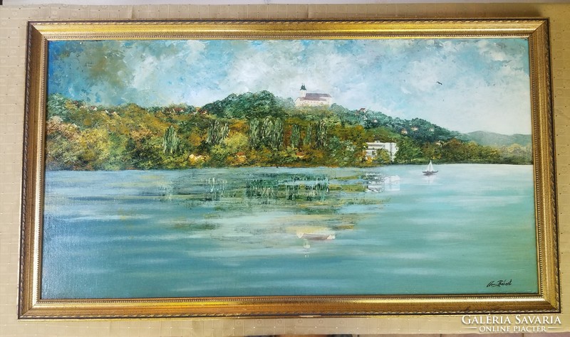 Oil painting landscape of Balaton Tihany