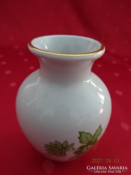 Aquincum porcelán váza, magassága 8,5 cm, zöld virágos. Vanneki! Jókai.
