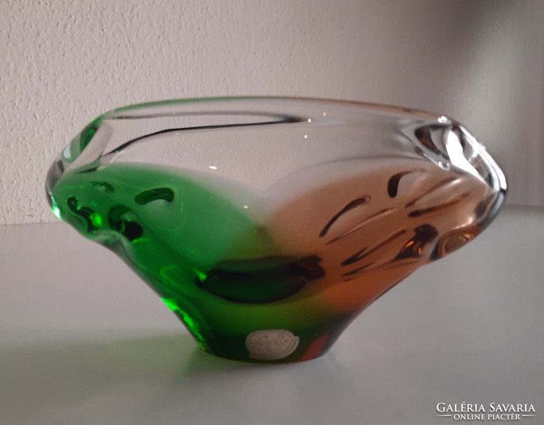 Rare retro ladislav palecek Czech glass bowl, ashtray; skrdlovice glass factory