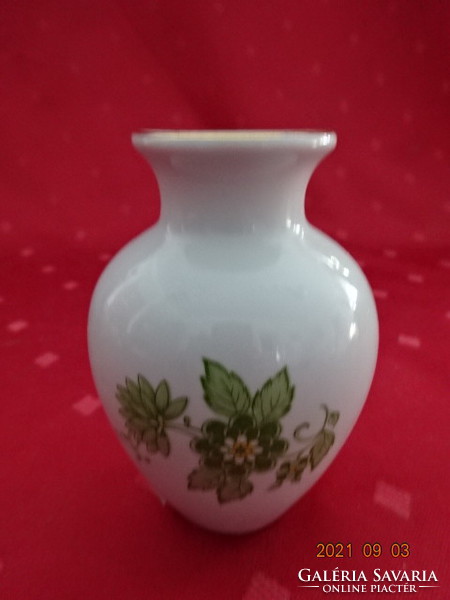 Aquincum porcelain vase, height 8.5 cm, green floral. He has! Jokai.