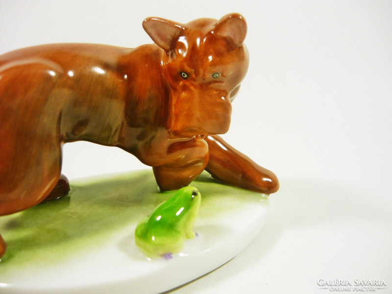 Herend, terrier dog with frog 11.2 Cm hand painted porcelain figurine, flawless! (P152)