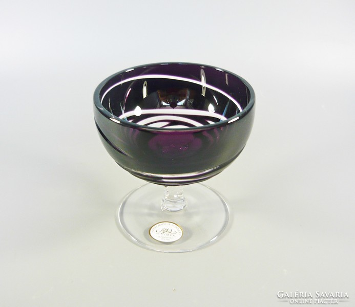 Lips, purple, hand-polished, lead crystal ice cream cups, set of 6! (Bt048)