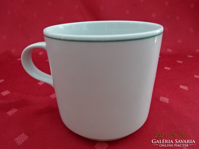 Alföldi porcelán pohár, zöld csíkkal a szélén, magassága 8 cm. Vanneki!