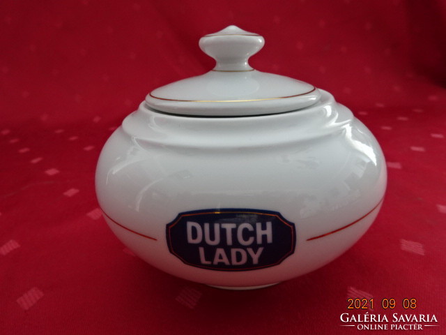 Alföldi porcelán cukortartó, Dutch Lady felirattal, magassága 9 cm. Vanneki!