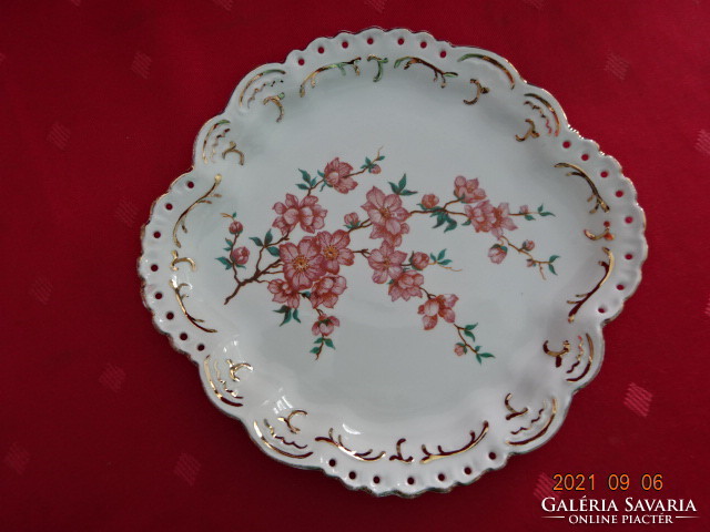 Aquincum porcelán asztalközép, cseresznye virágos, áttört szélű. Mérete 17 x 16 x 2 cm. Vanneki!