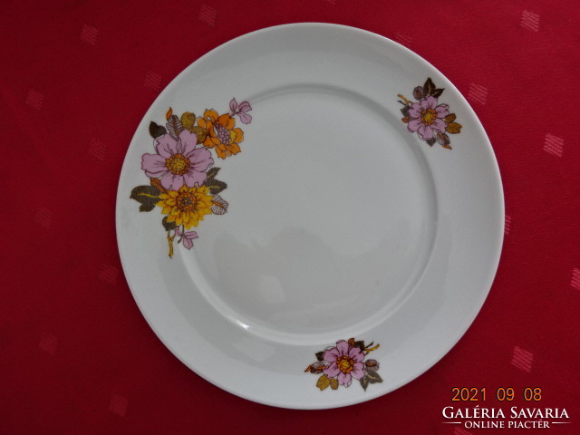 Alföldi porcelán süteményes tányér, sárga és rózsaszín virággal. Vanneki!